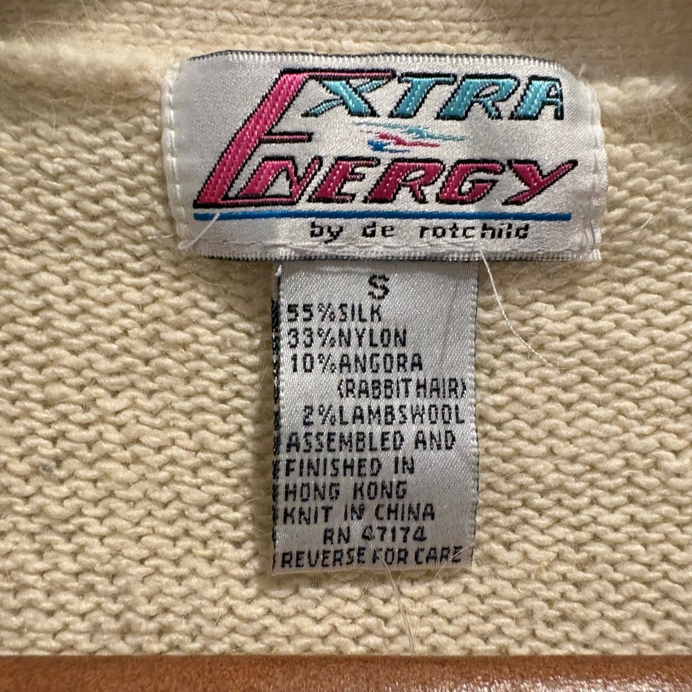 Vintage Extra Energy Cardigan S Angora Silk Jeweled Rhinestone Glam NWT - Picture 3 of 12